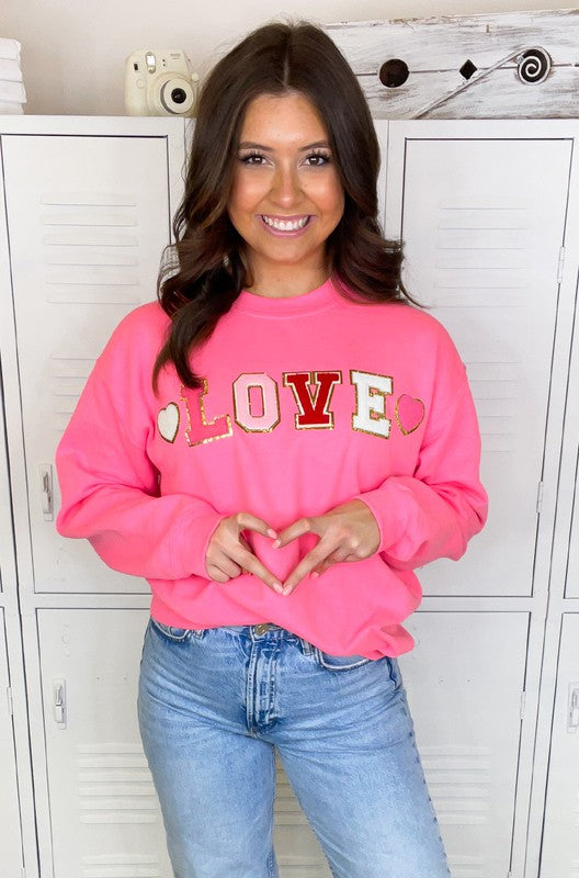 Love Chenille Pink Sweatshirt