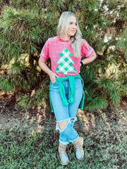 Plaid Christmas Tree Distressed Tee