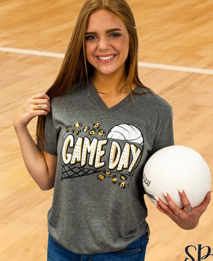Game Day Volleyball V-Neck Tee