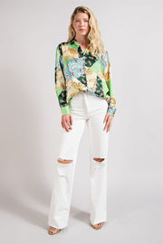 More To Love Paisley Button Down Top