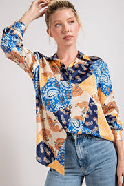 More To Love Paisley Button Down Top