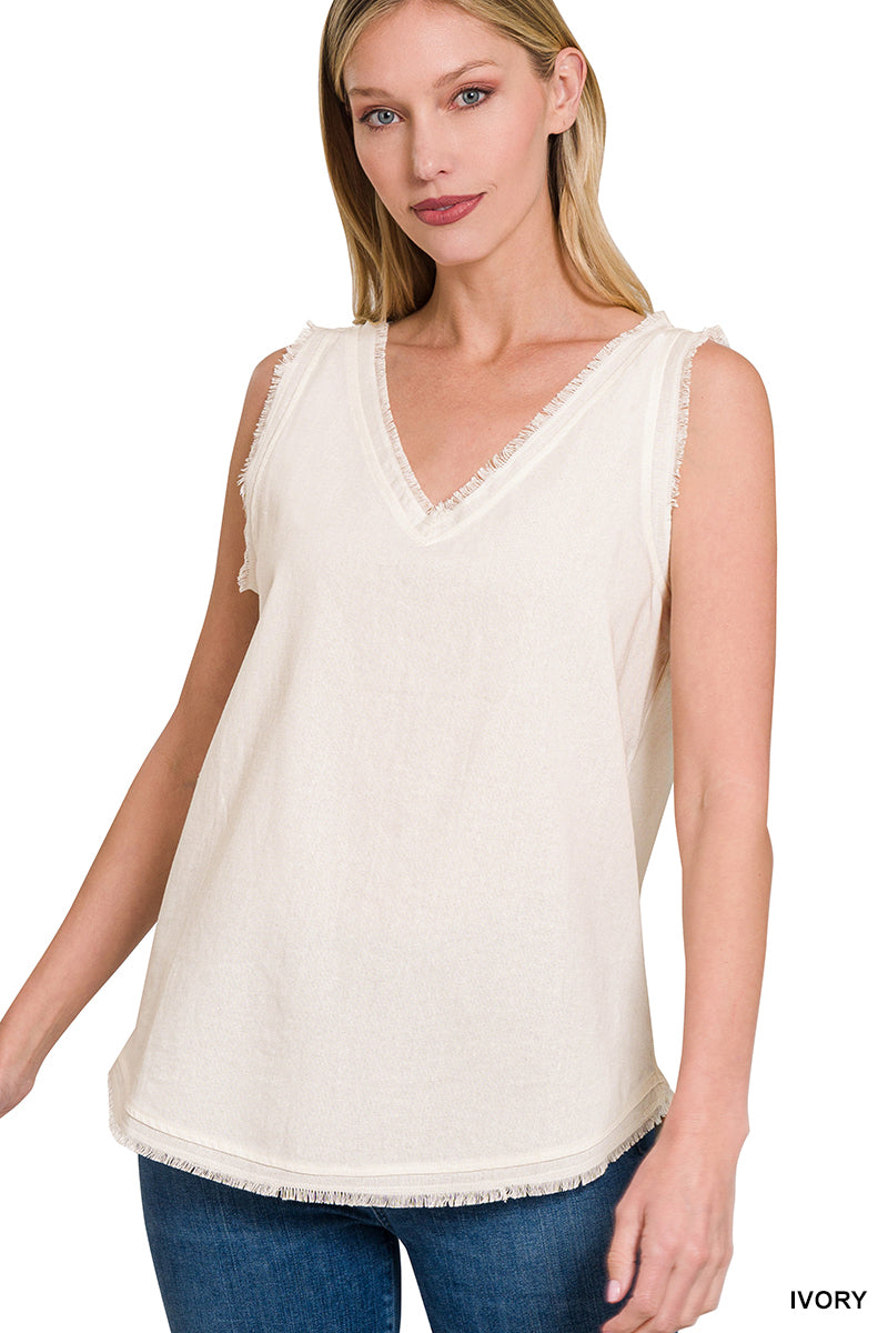 Frayed Edge Sleeveless Top