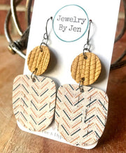 Mustard Palm & Chevron Boho Dangle
