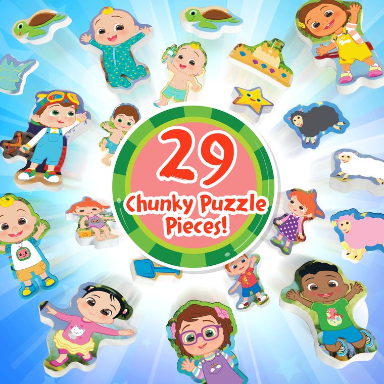 Cocomelon Chunky Puzzles for Toddlers - 3-in-1 Wooden Puzzles for Kids