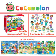 Cocomelon Chunky Puzzles for Toddlers - 3-in-1 Wooden Puzzles for Kids